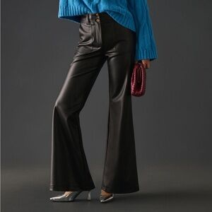 Maeve Naomi Vegan Leather Wide- Leg Flare Pants